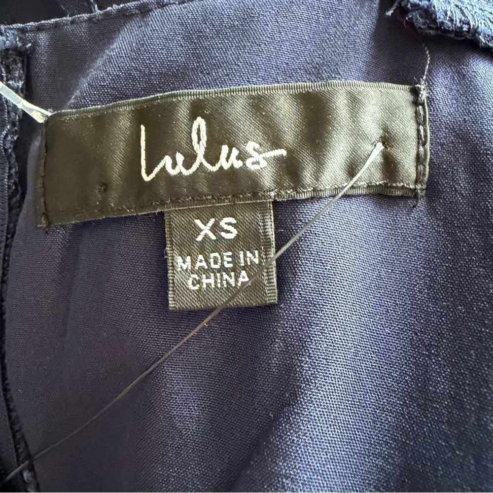 Charmingly Sophisticated Navy Blue Tulle Embroidered Midi Dress - Picture 9 of 16